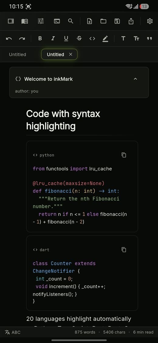 Syntax highlighted code blocks